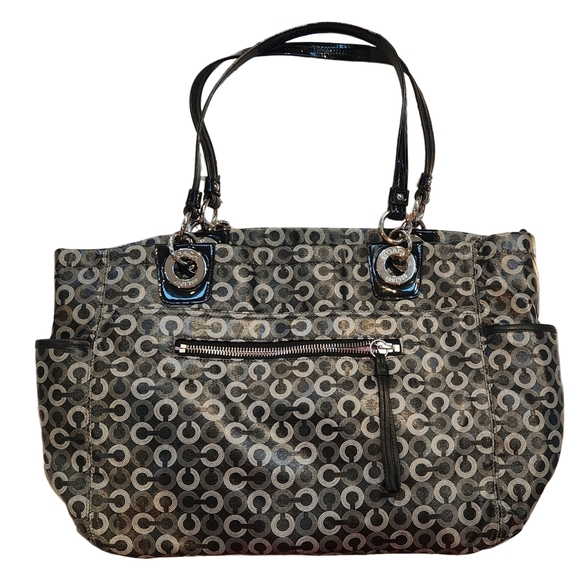 LIKE NEW XL COACH leather logo handbag full of pockets inside and out - Picture 1 of 7